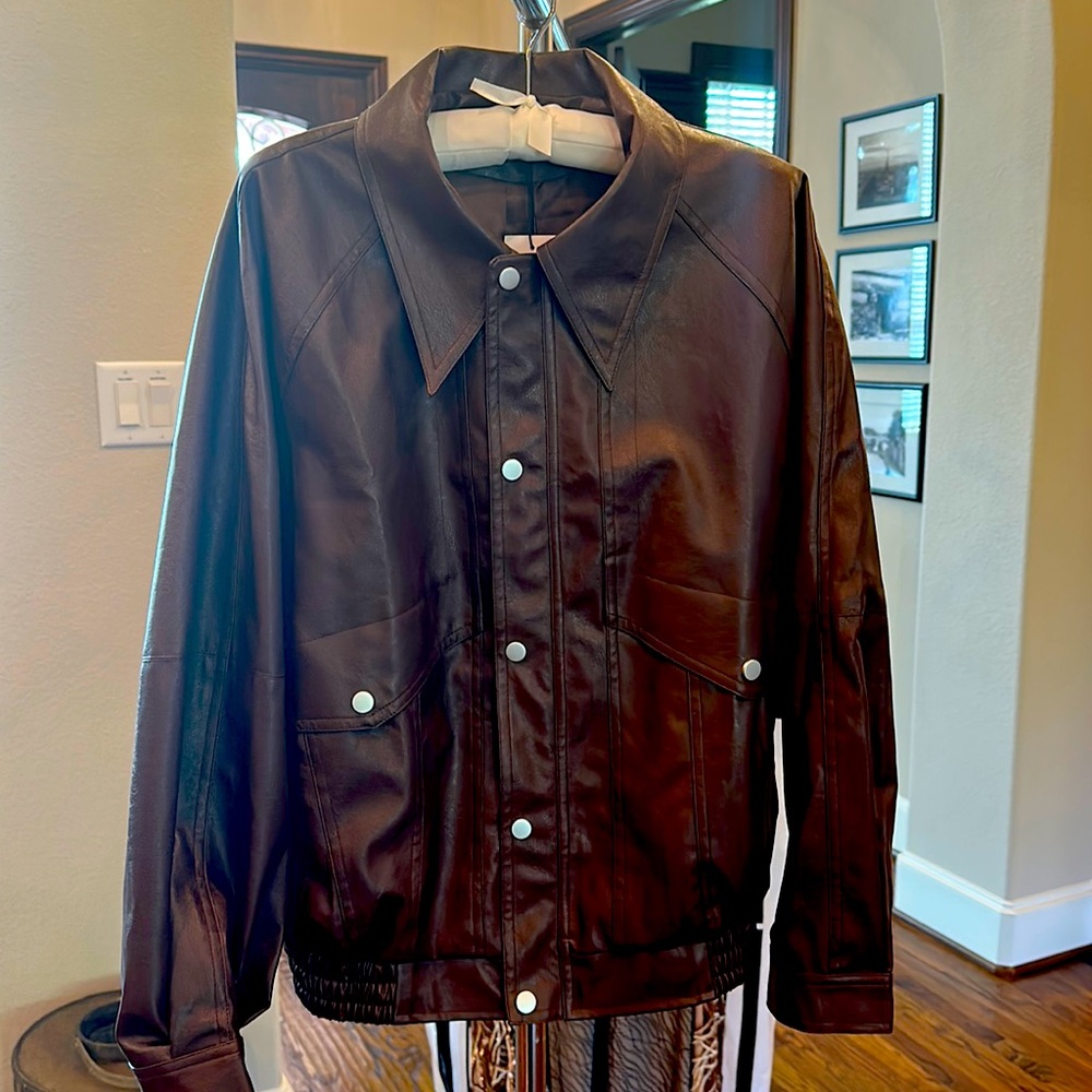 Cider brand bomber jacket in dark brown